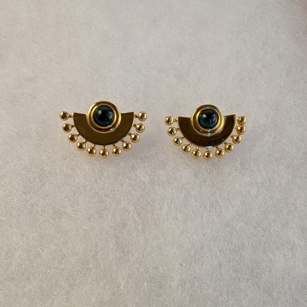 Missoma Zenyu Fan Gemstone Stud Earrings with Malachite